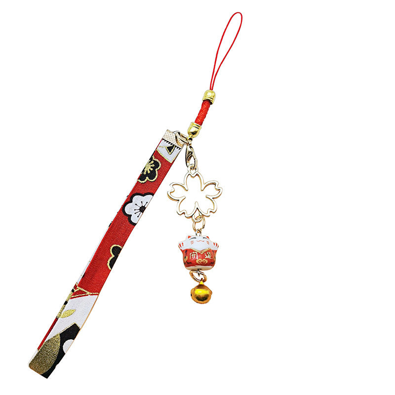 Wholesale Japanese Lucky Cat Bell Metal Keychains